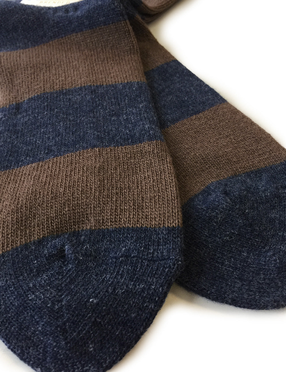 Wool Cashmere Stripes Crew - Navy