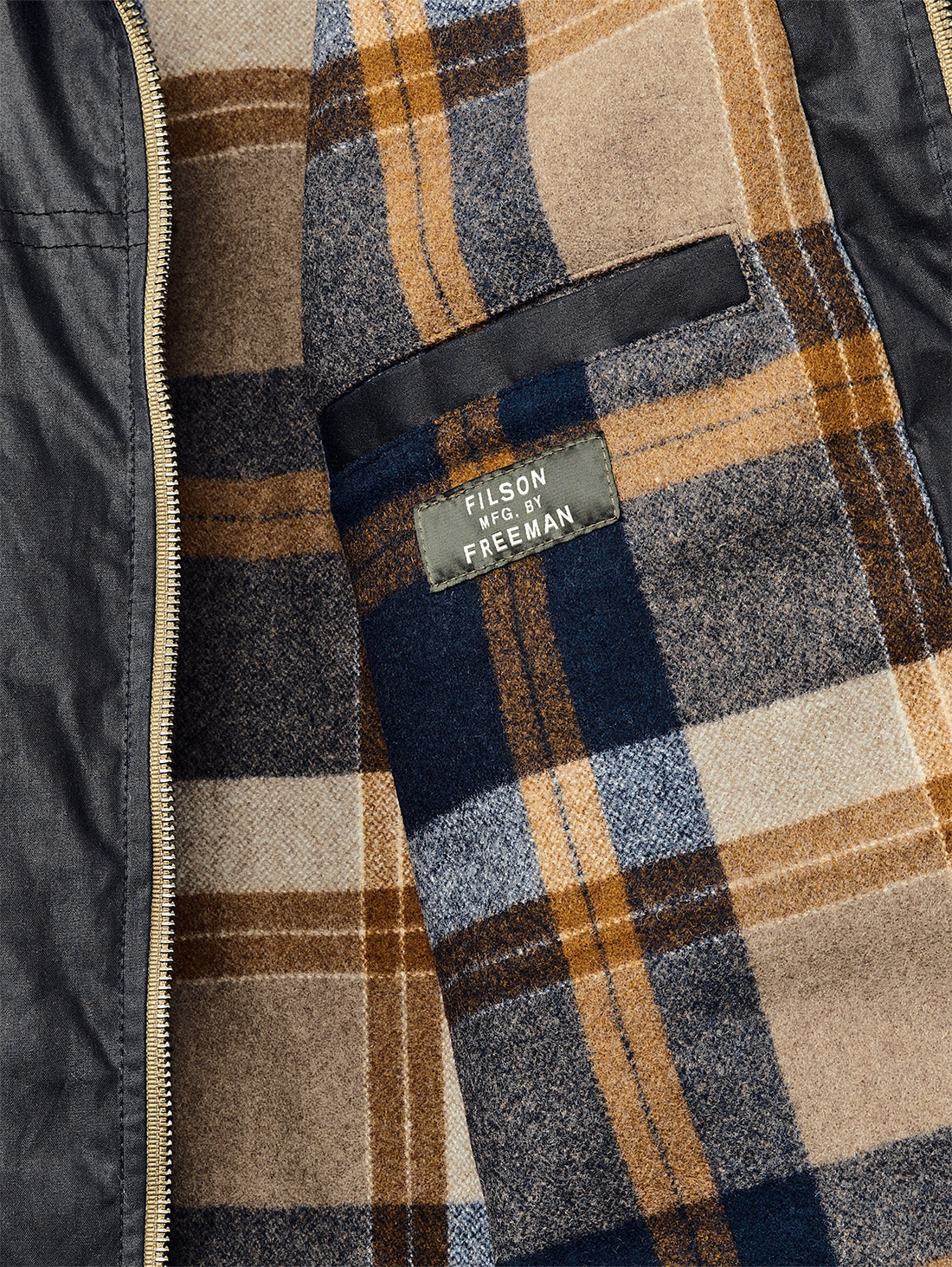 Filson x Freeman Wool Lined Raincoat - Navy/Bronze