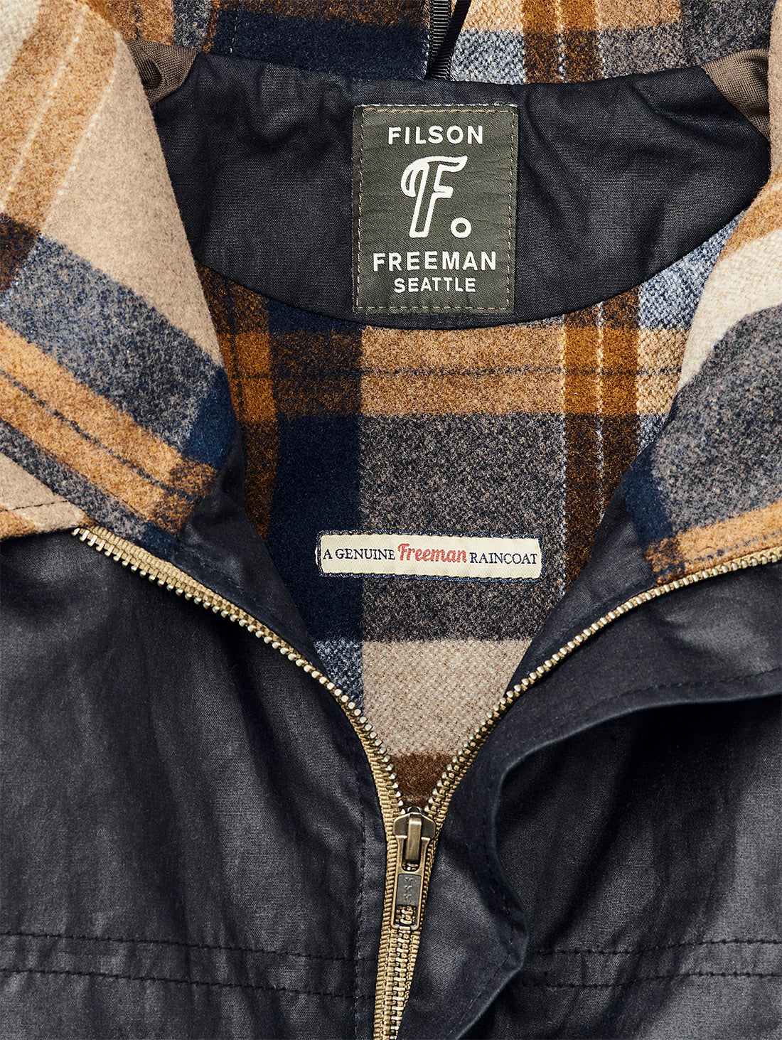 Filson x Freeman Wool Lined Raincoat - Navy/Bronze