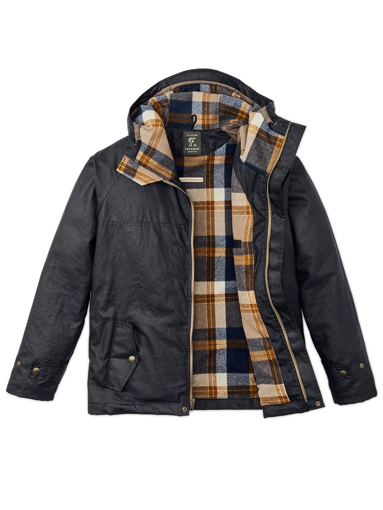 Filson x Freeman Wool Lined Raincoat - Navy/Bronze