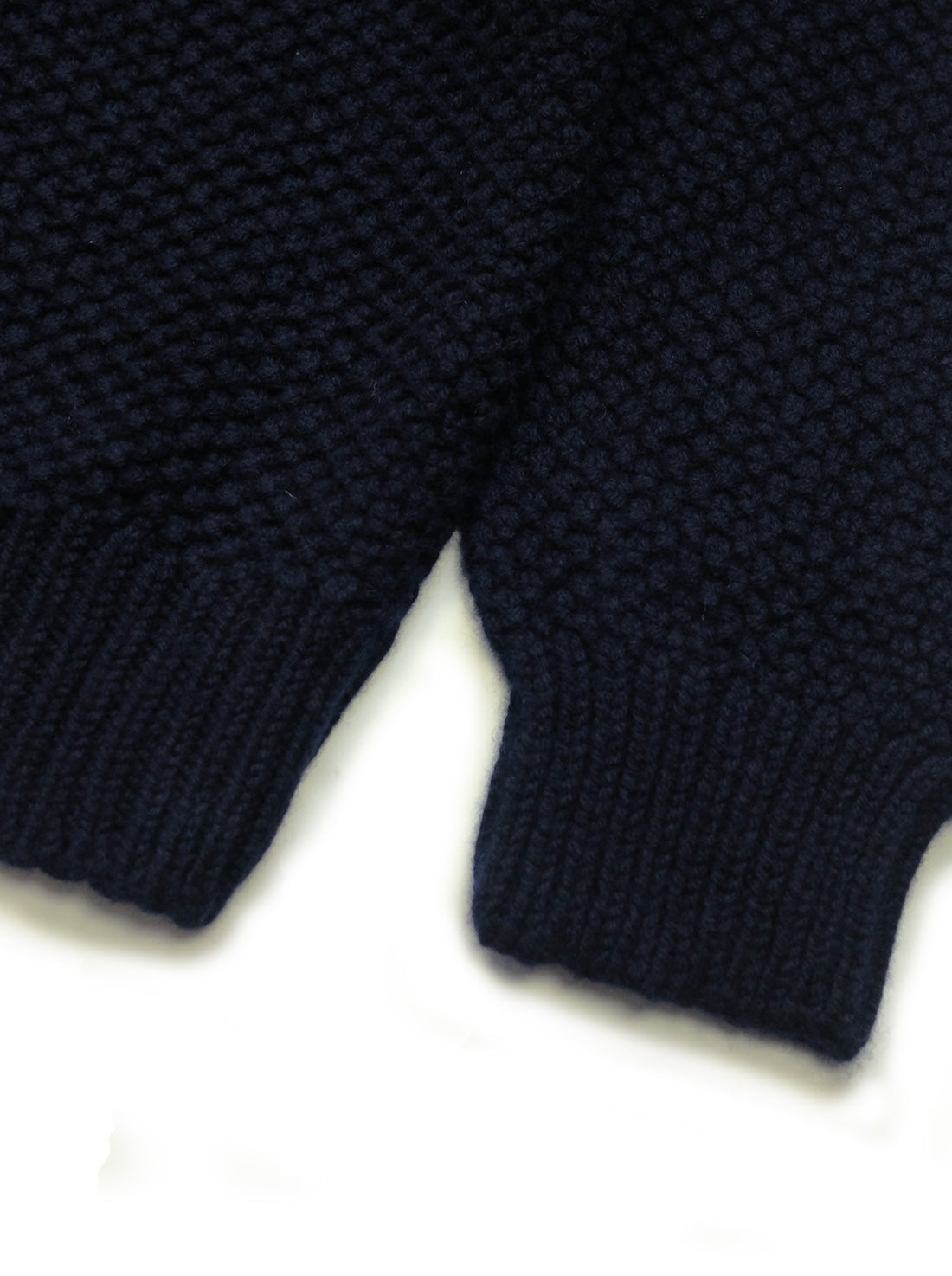 Moss Stitch Wool Sweater - Dark Navy