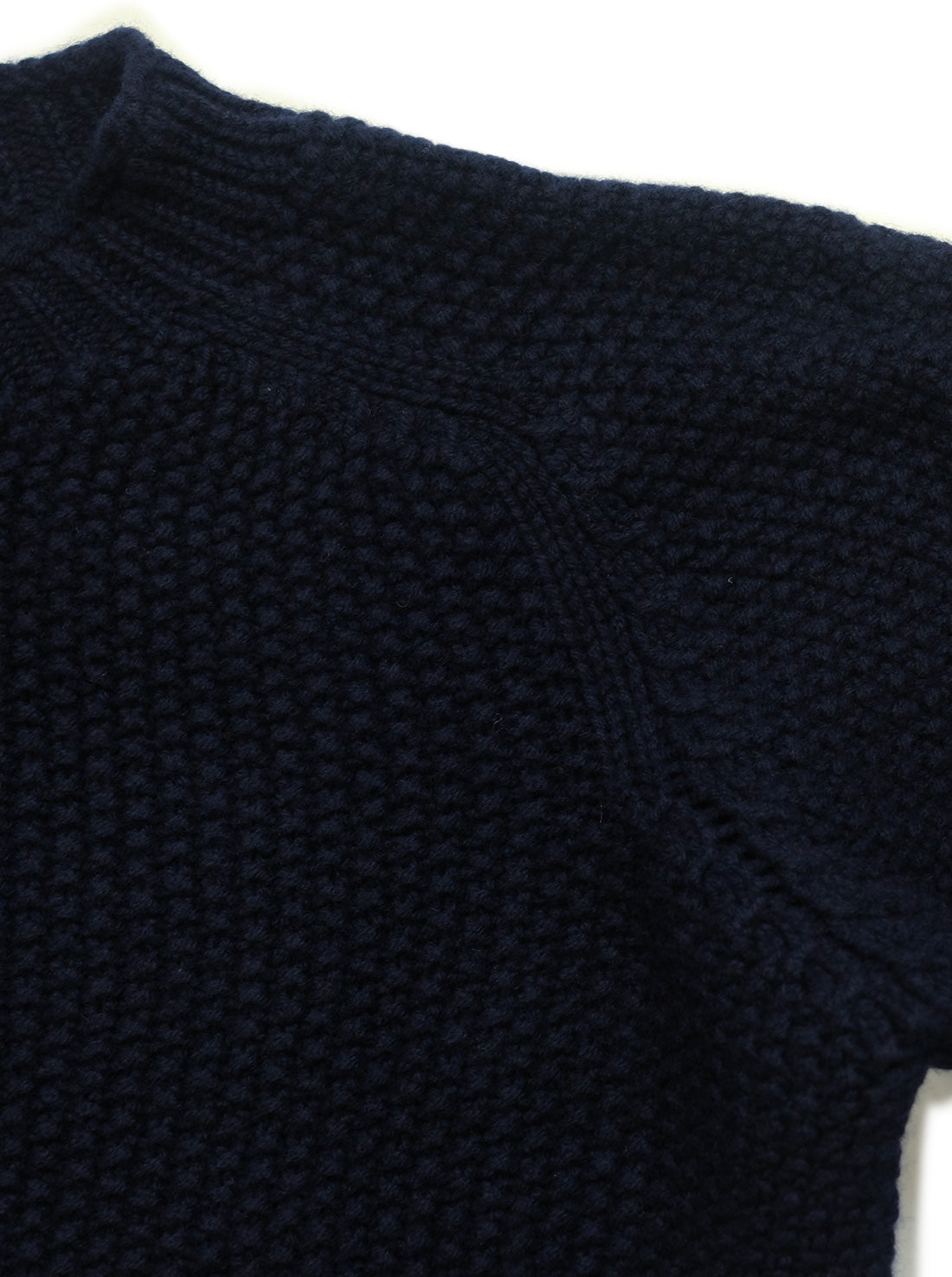 Moss Stitch Wool Sweater - Dark Navy