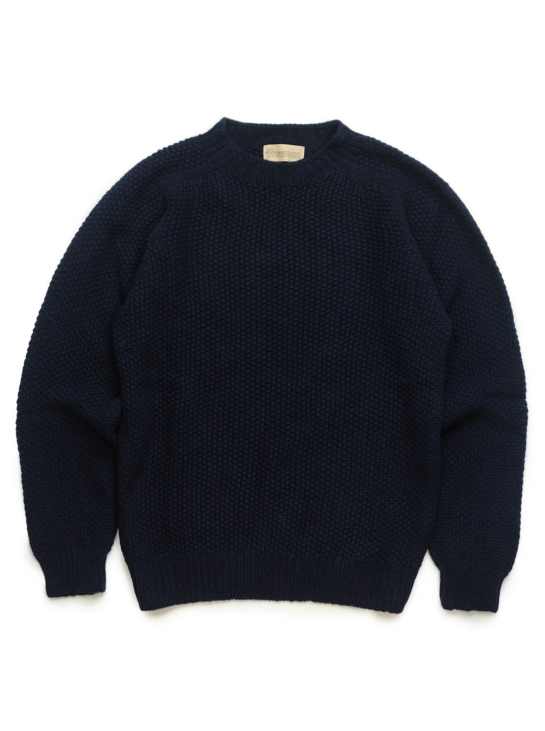 Moss Stitch Wool Sweater - Dark Navy