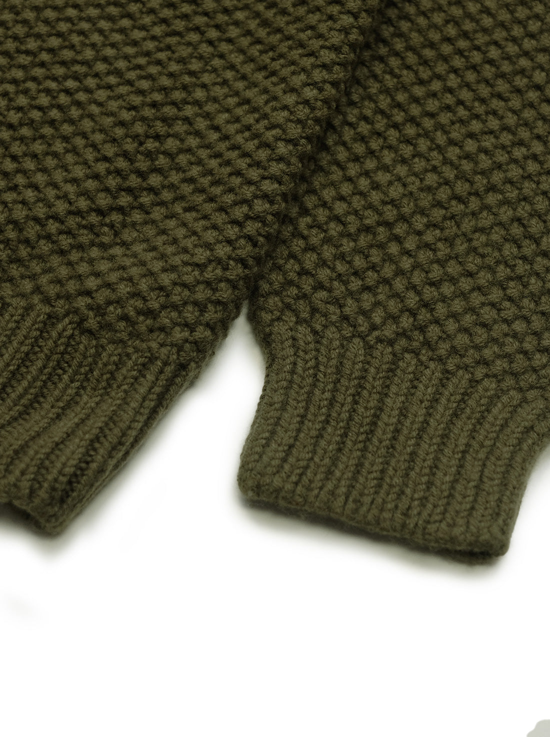 Moss Stitch Wool Sweater - Olive Dunn