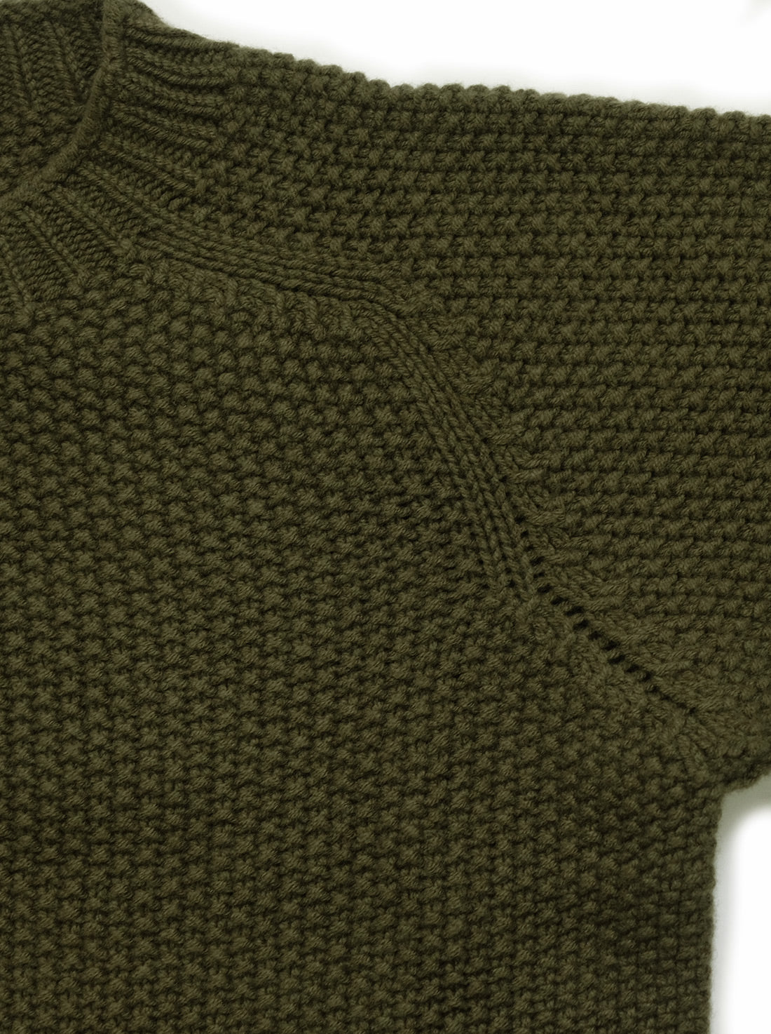 Moss Stitch Wool Sweater - Olive Dunn