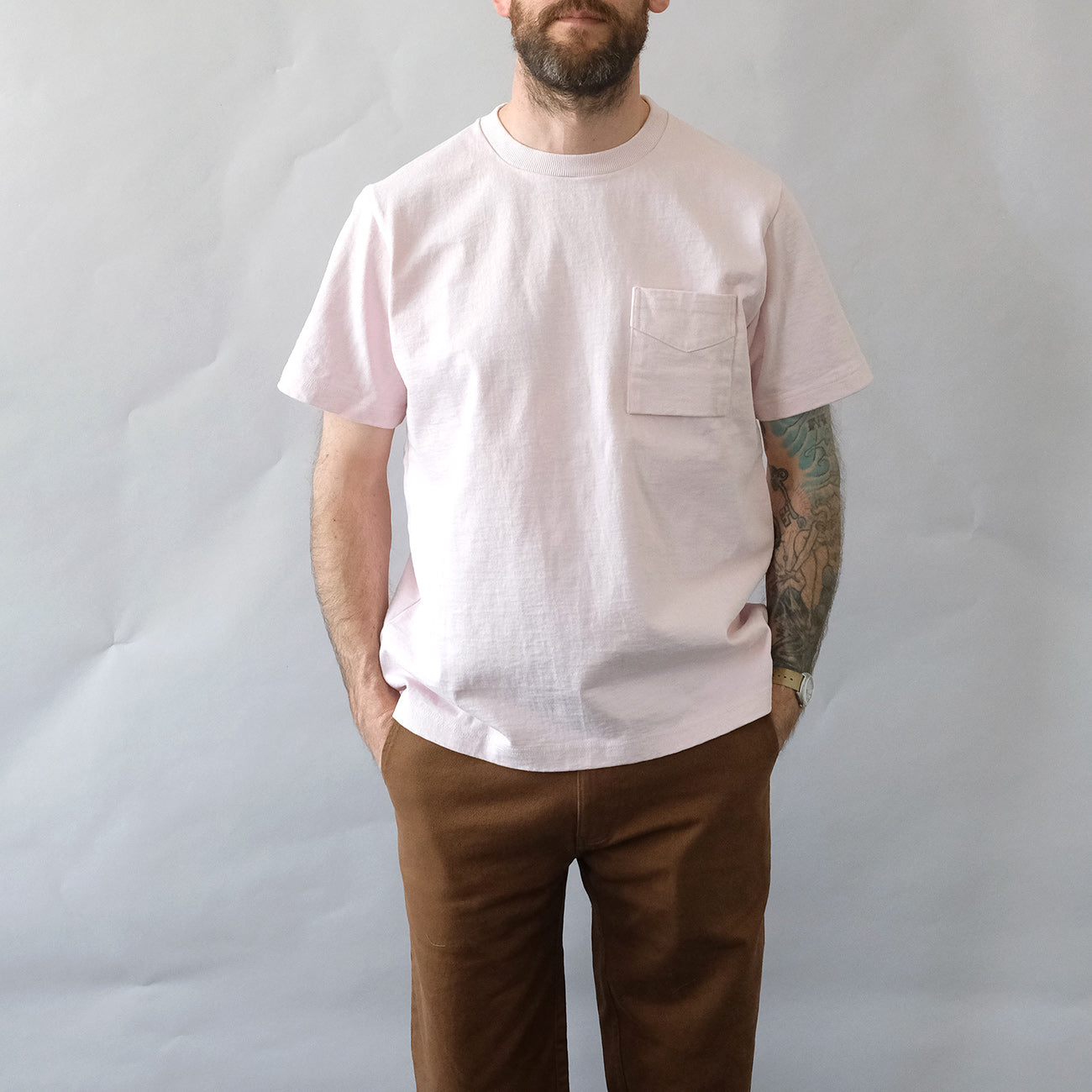 Dotsume High Density Pocket Tee - Pale Pink