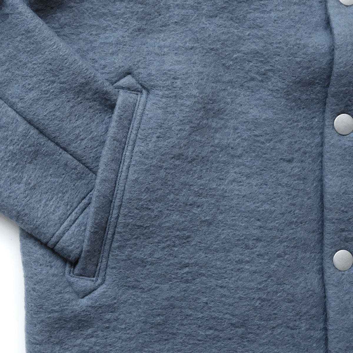 Wool Collarless Jacket - Shadow Blue - S, L