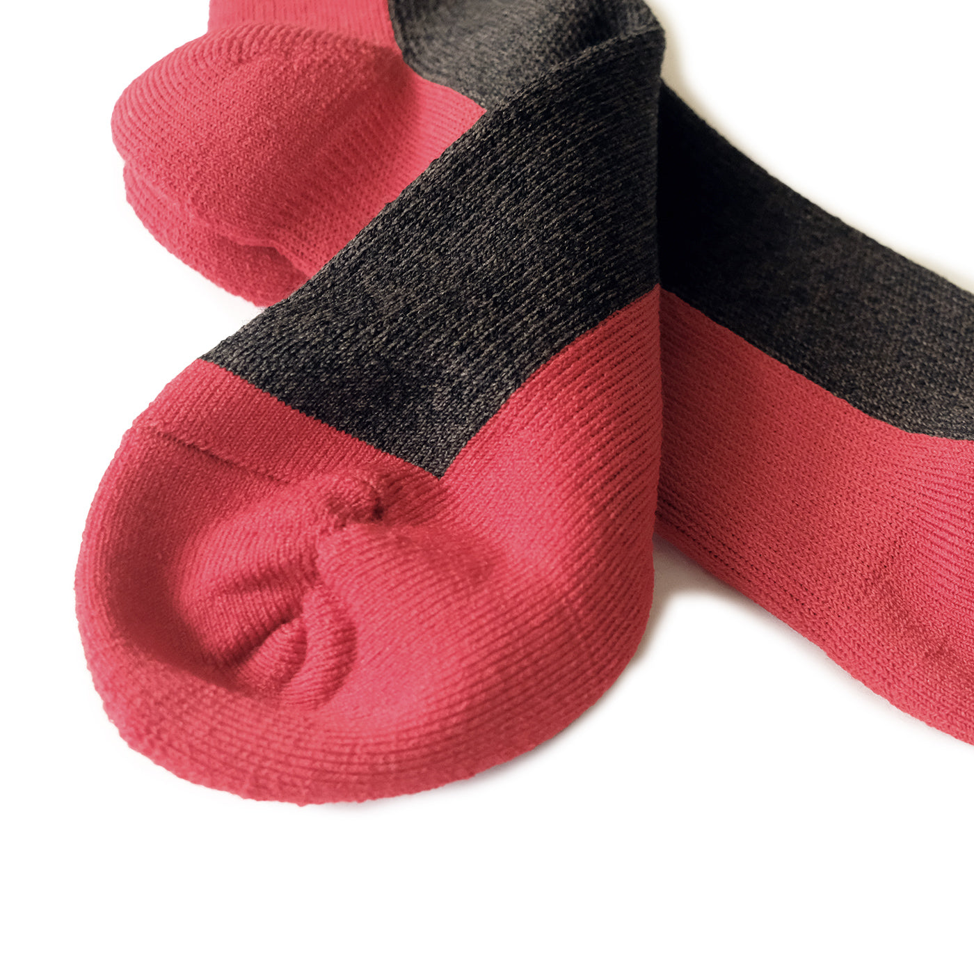 Wool Pile Trail Socks - Charcoal + Red