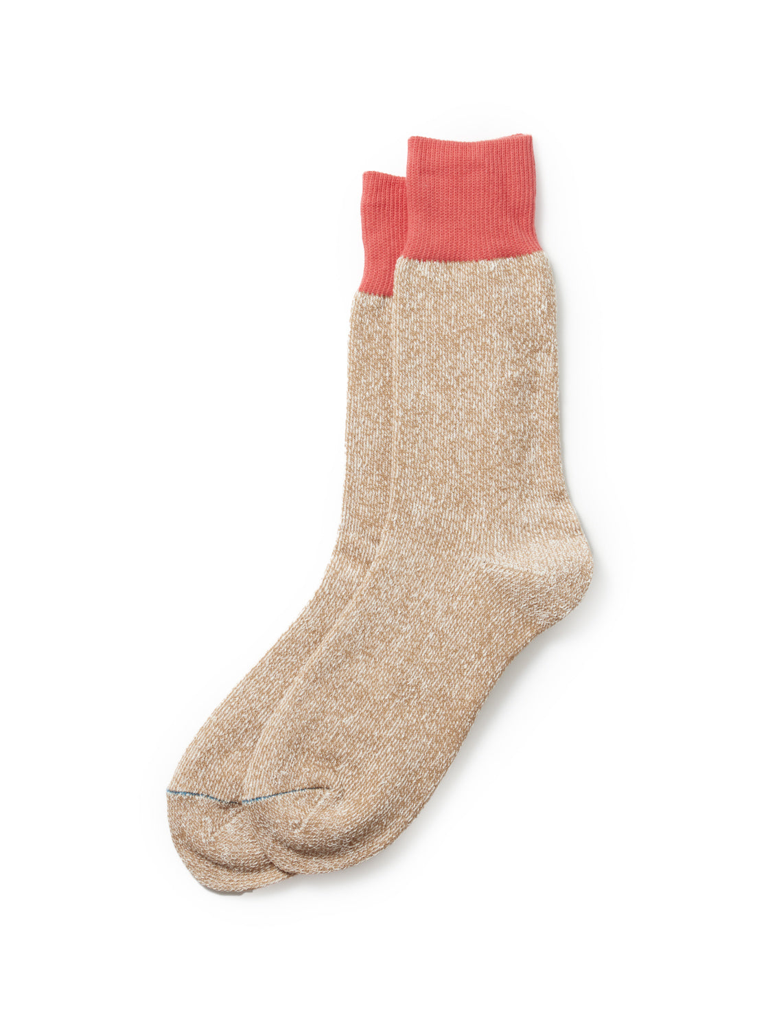 Double Face Crew Socks - Silk & Cotton - Bittersweet / Beige