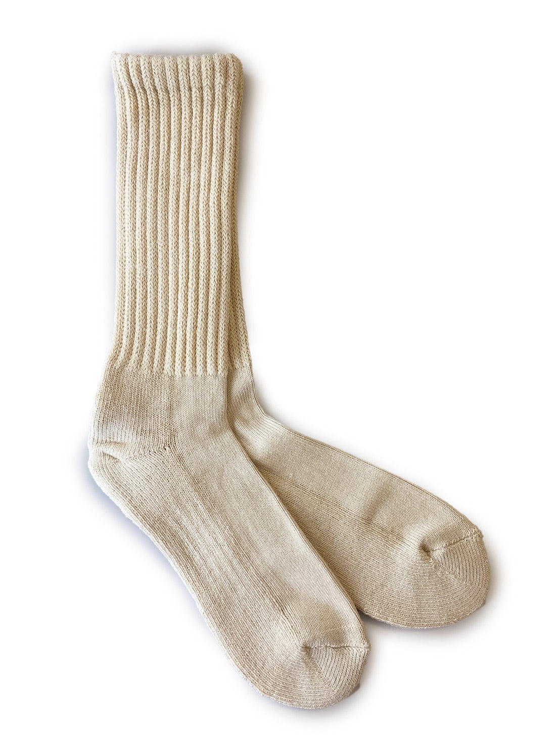 Loose Pile Crew Socks - Raw Beige