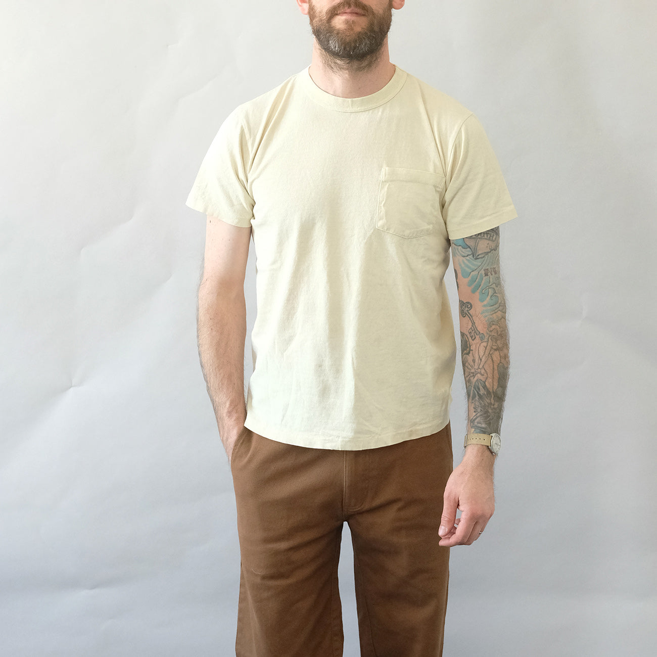 Pigment Dyed Pocket Tee - Oat Milk