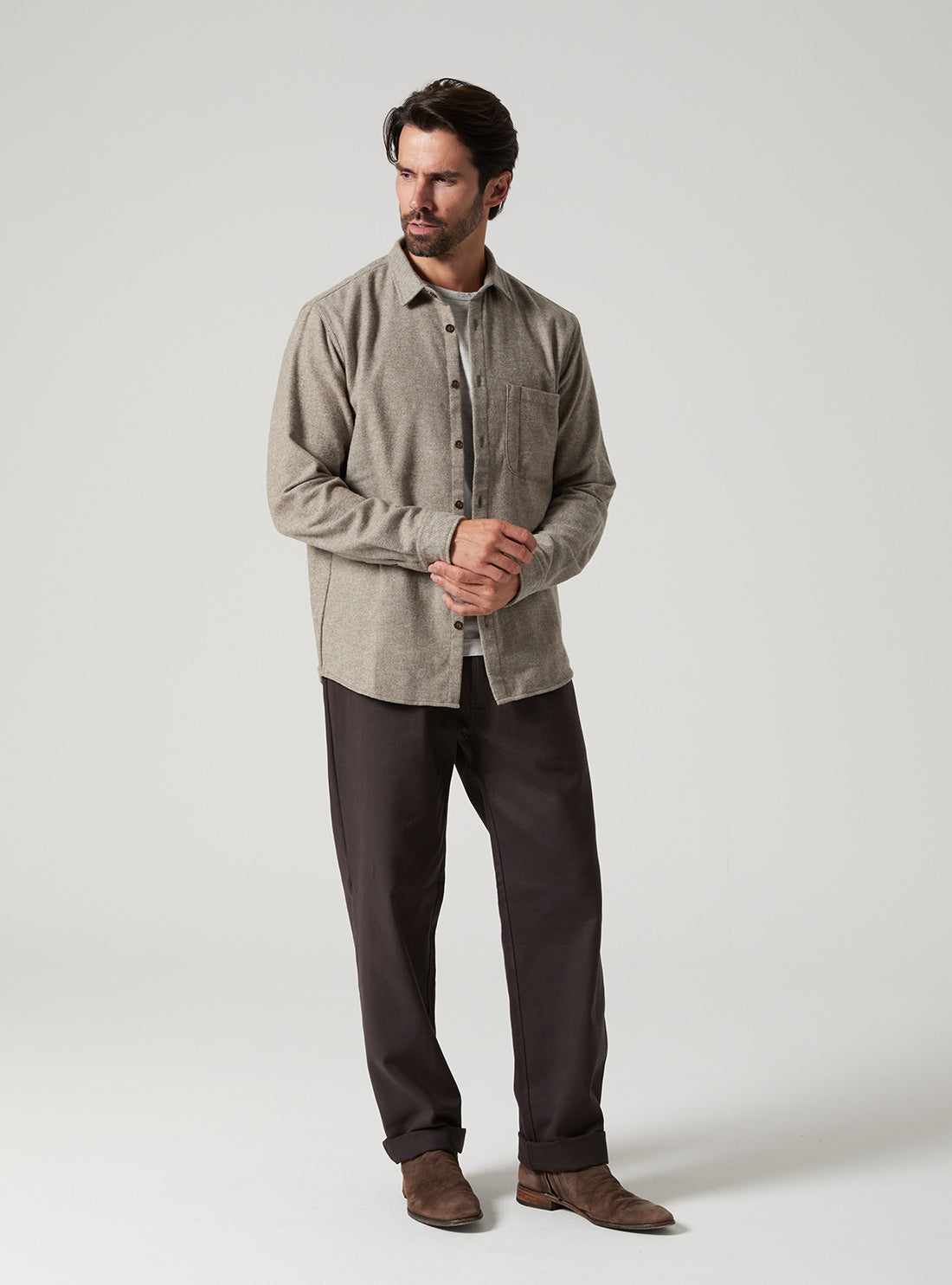 Weathervane Flannel –  Light Olive Twill