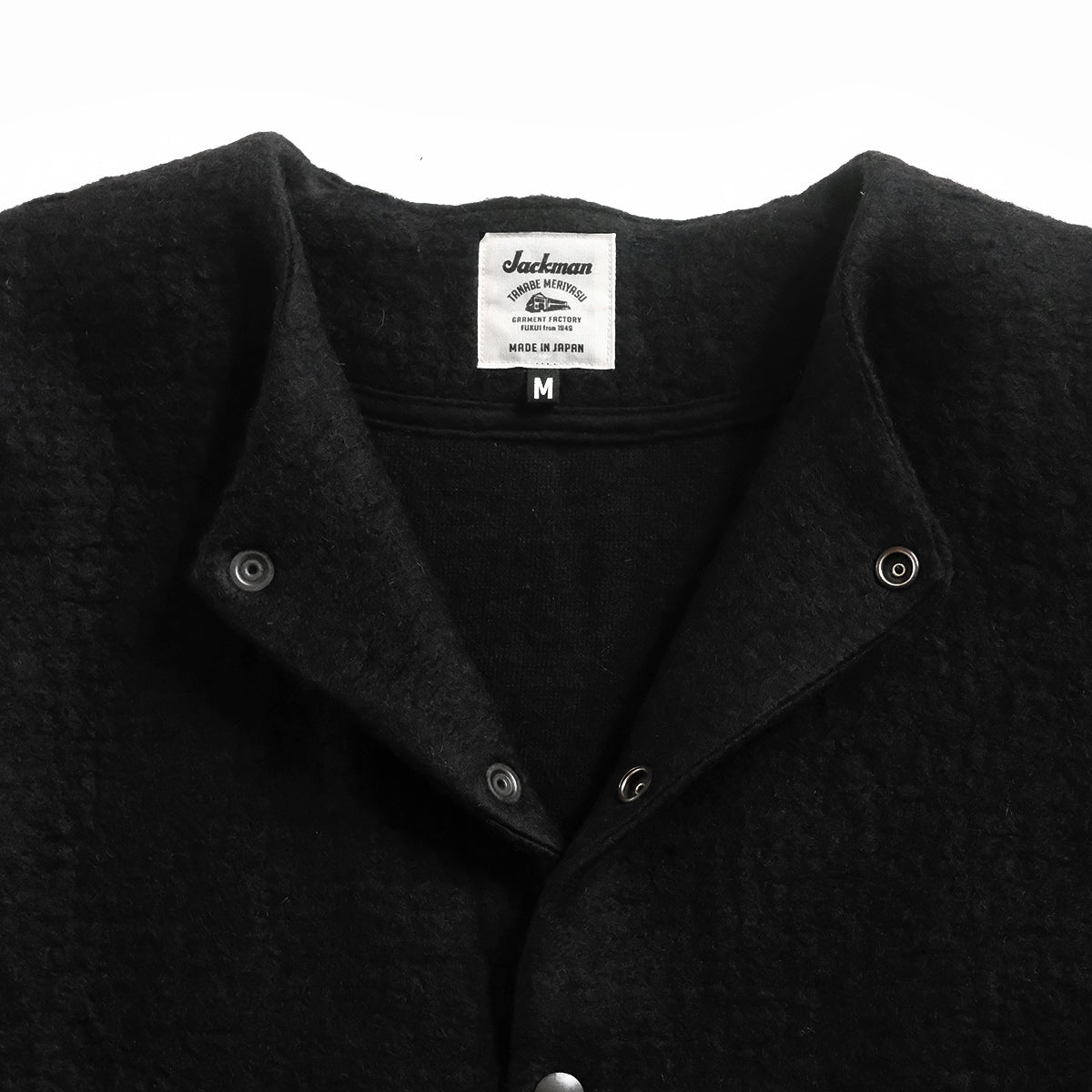 Wool Collarless Jacket - Black - L