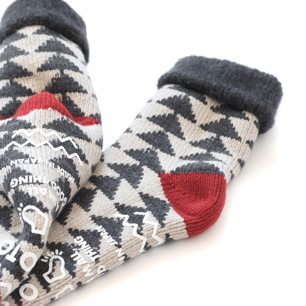 Comfy Room Socks - Charcoal/Red